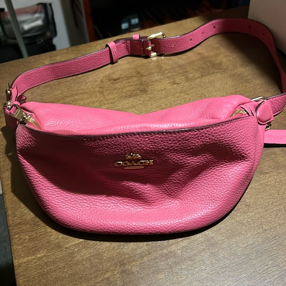 NWOT - COACH Waist Pouch Bag Leather Pink Ruby f48738 IMBAJ 13 x 34 x 12 cm #1